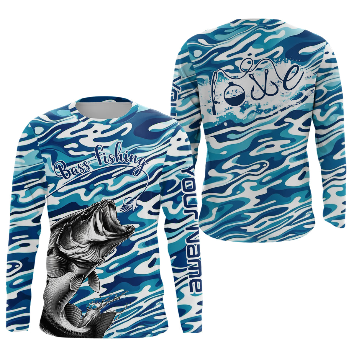 Bass Fishing Love Water Camouflage Customize And Women Personalized Fishing Gift | Blue YYD0049