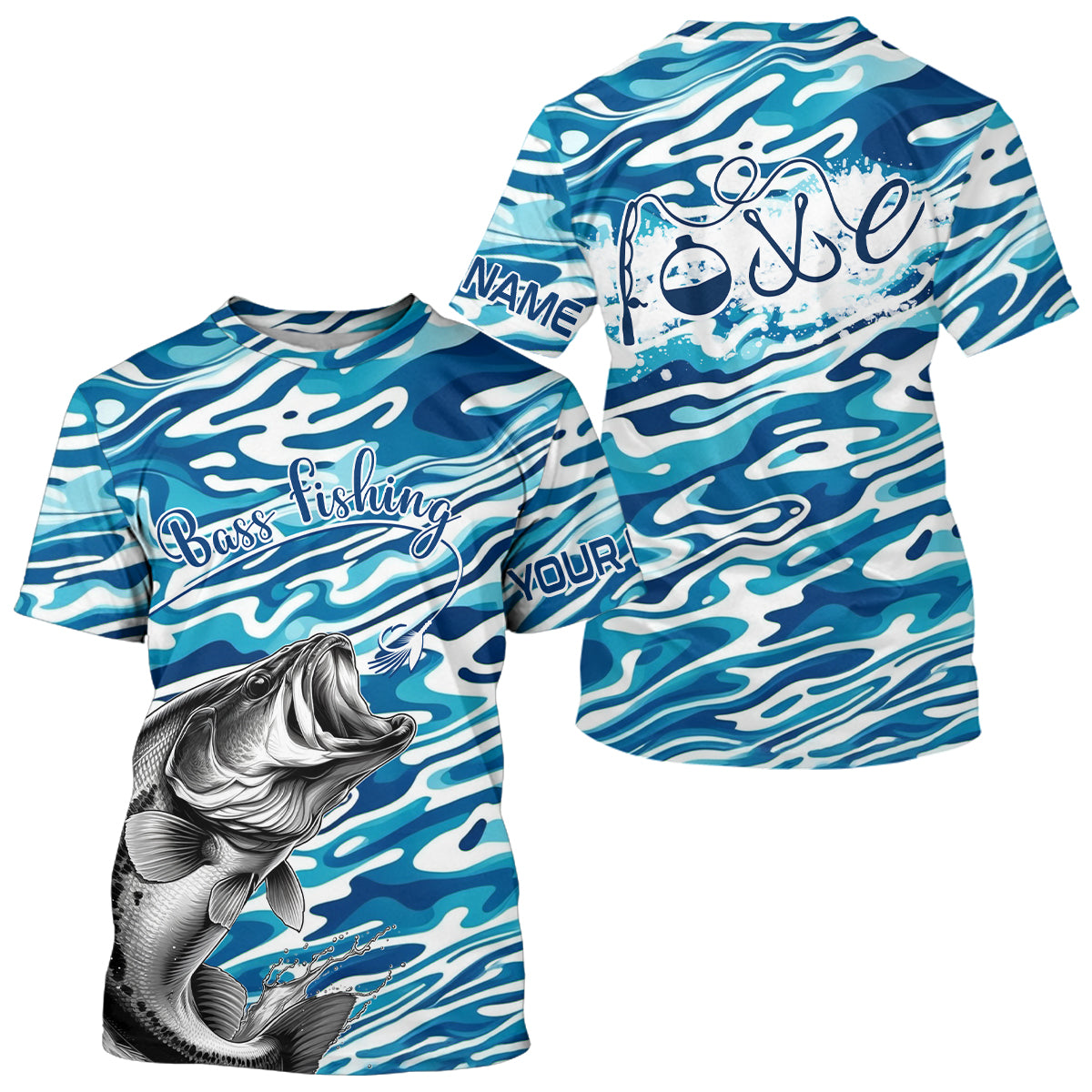 Bass Fishing Love Water Camouflage Customize And Women Personalized Fishing Gift | Blue YYD0049