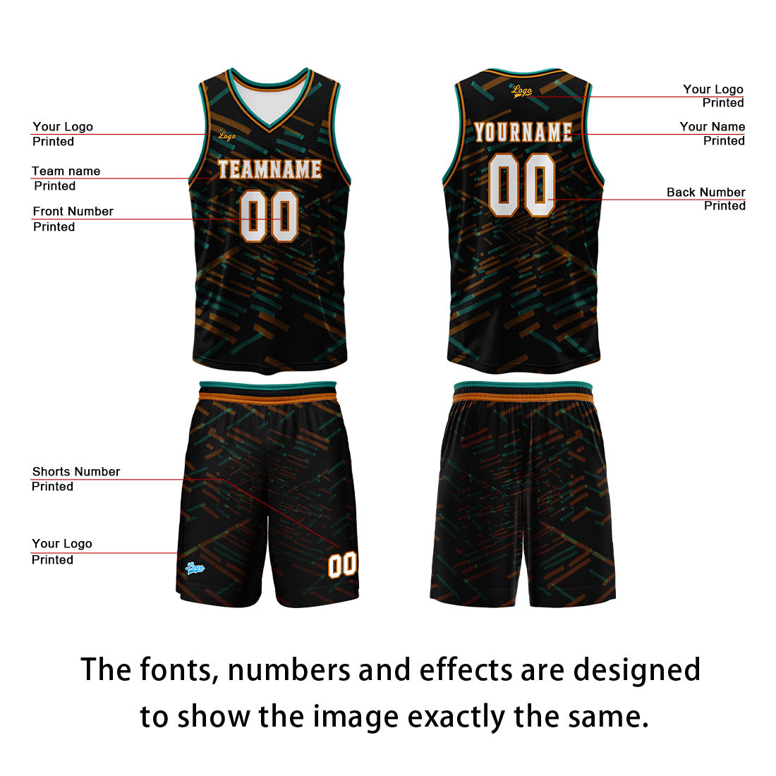 Custom Orange Basketball Jersey Uniform Suit Printed Your Logo Name Number