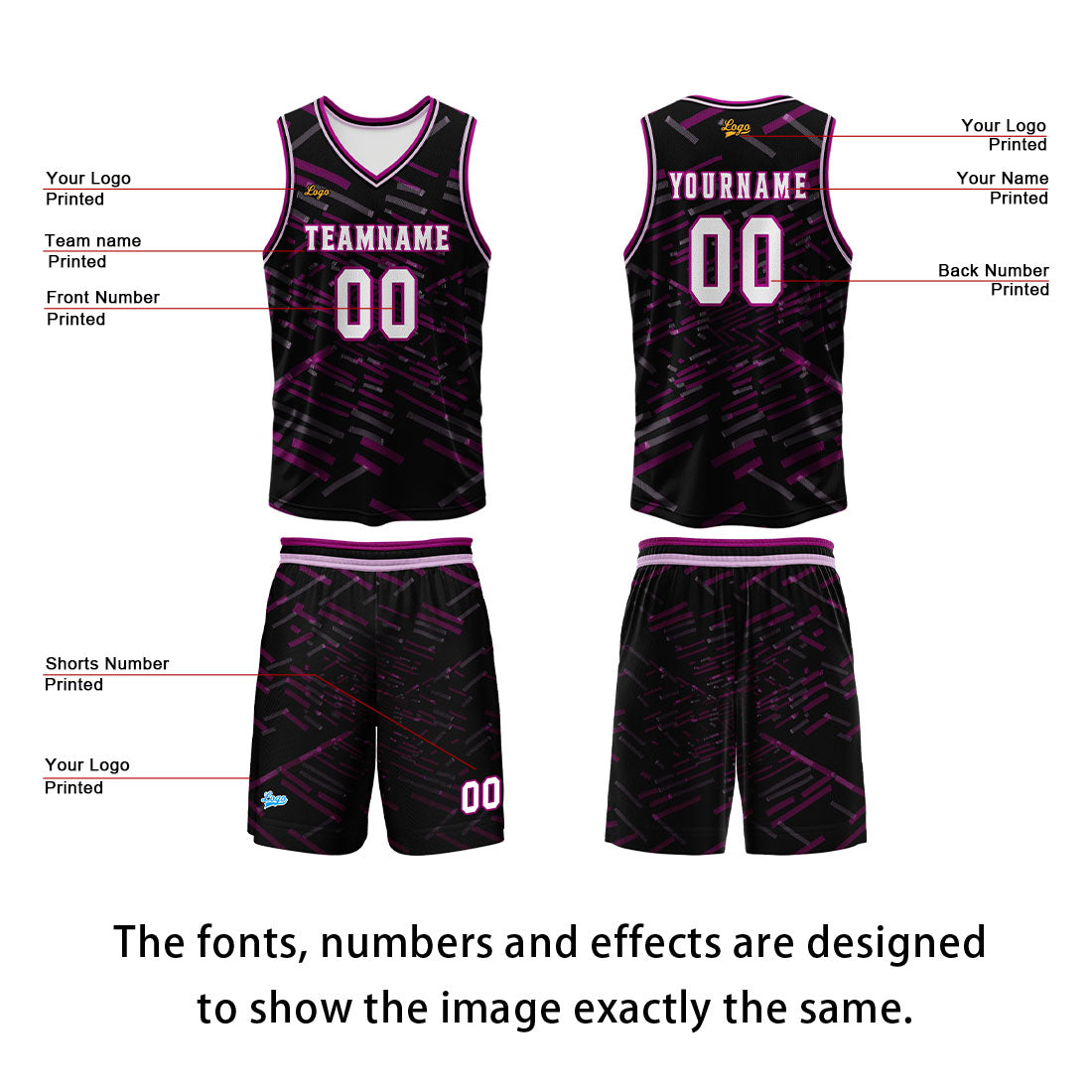Custom Rose Red Basketball Jersey Uniform Suit Printed Your Logo Name Number
