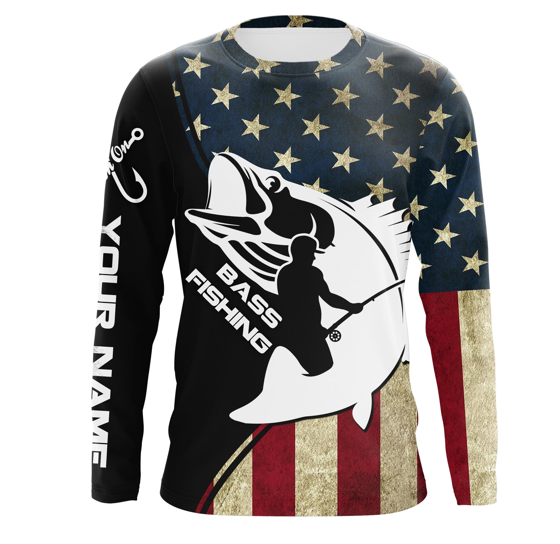 Sailfish fishing 3D American flag patriot UV protection quick dry Customize name long sleeves UPF 30+ personalized gift tshirt saltwater fishing apparel