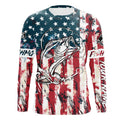 Beautiful America flag bass fishing tattoo UV protection personalized