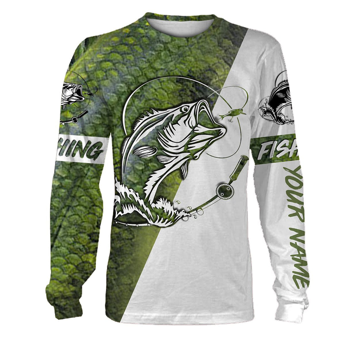 Bass scale tattoo customize name long sleeves fishing, all over printing and women personalized gift TATS73