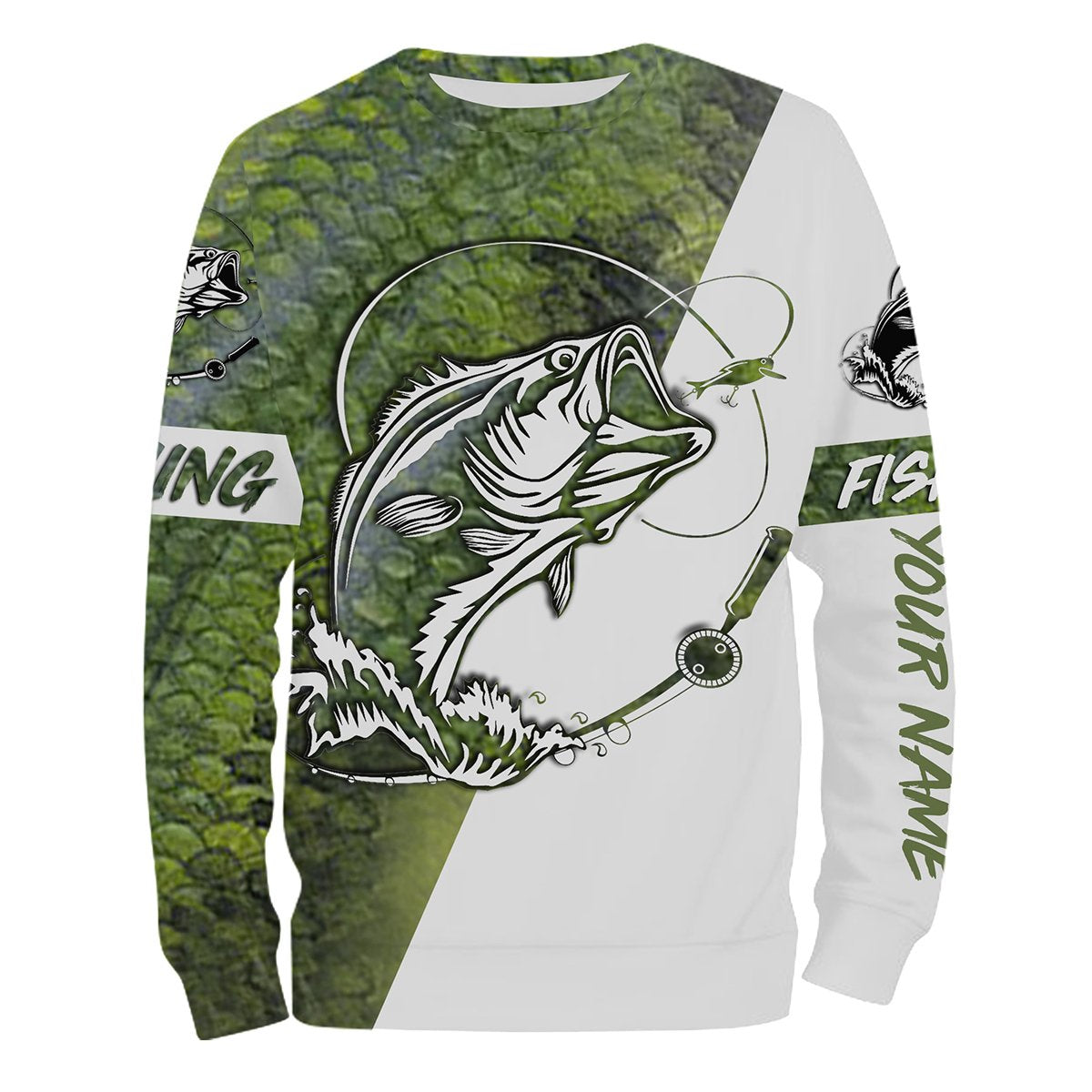 Bass scale tattoo customize name long sleeves fishing, all over printing and women personalized gift TATS73