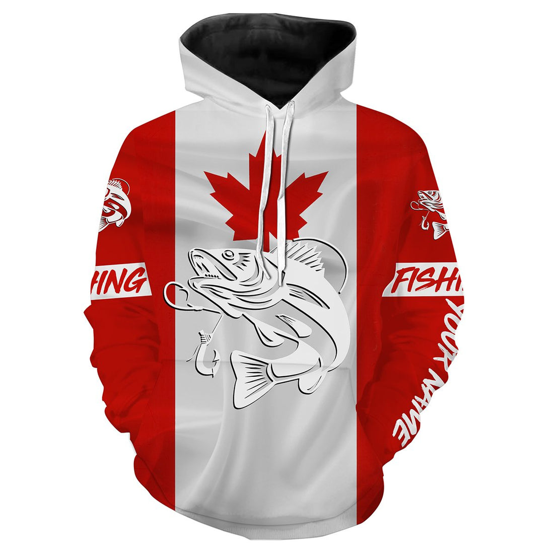 Walleye Fishing 3D Canadian Flag Customize name All over print, fishing gift NQS470