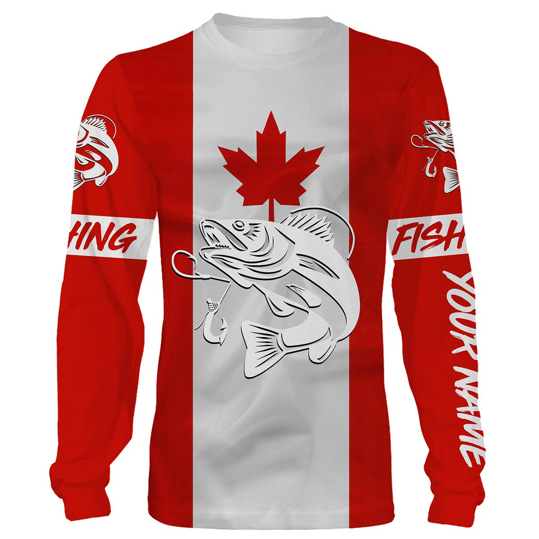 Walleye Fishing 3D Canadian Flag Customize name All over print, fishing gift NQS470