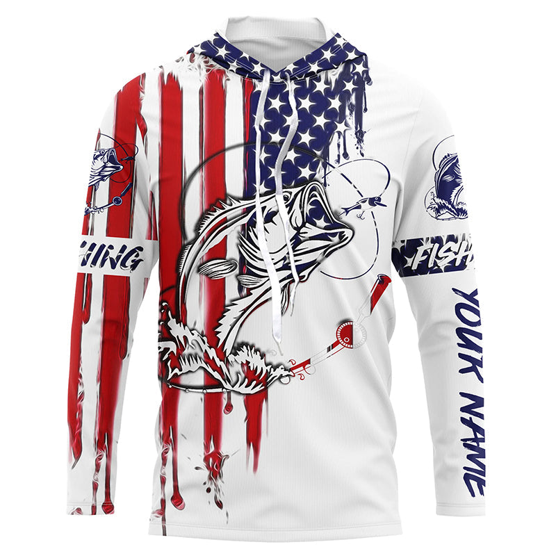 Bass fishing with America flag fishing gift for fisherman A10