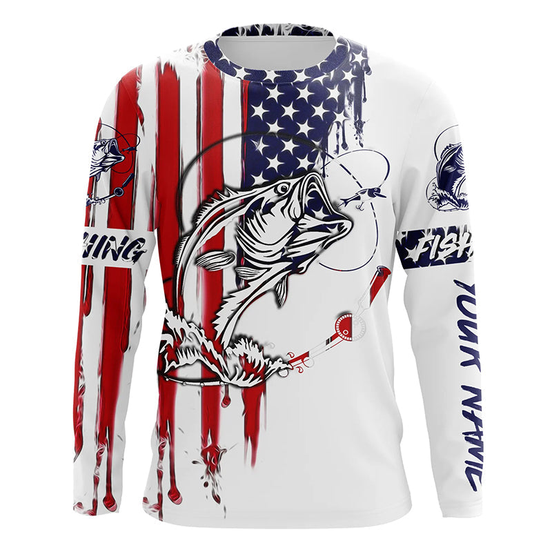 Bass fishing with America flag fishing gift for fisherman A10