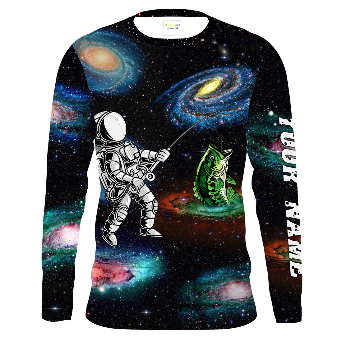 Astronauts galaxy bass fishing custom name UV protection fishing gifts TATS202