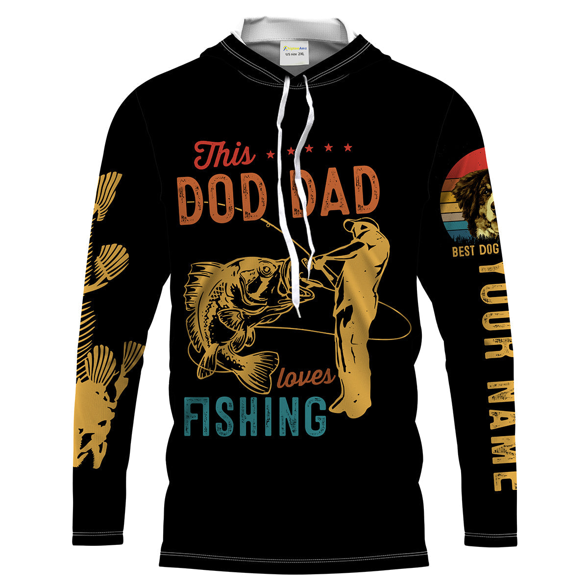 This dog dad loves fishing customize name and dog's photo UV Long Sleeve Fishing UPF 30+ TATS204