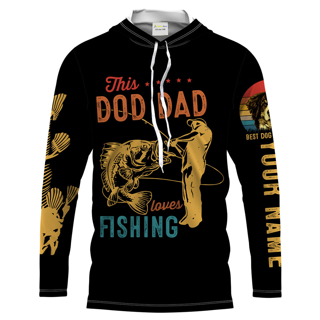 This dog dad loves fishing customize name and dog's photo UV Long Sleeve Fishing UPF 30+ TATS204