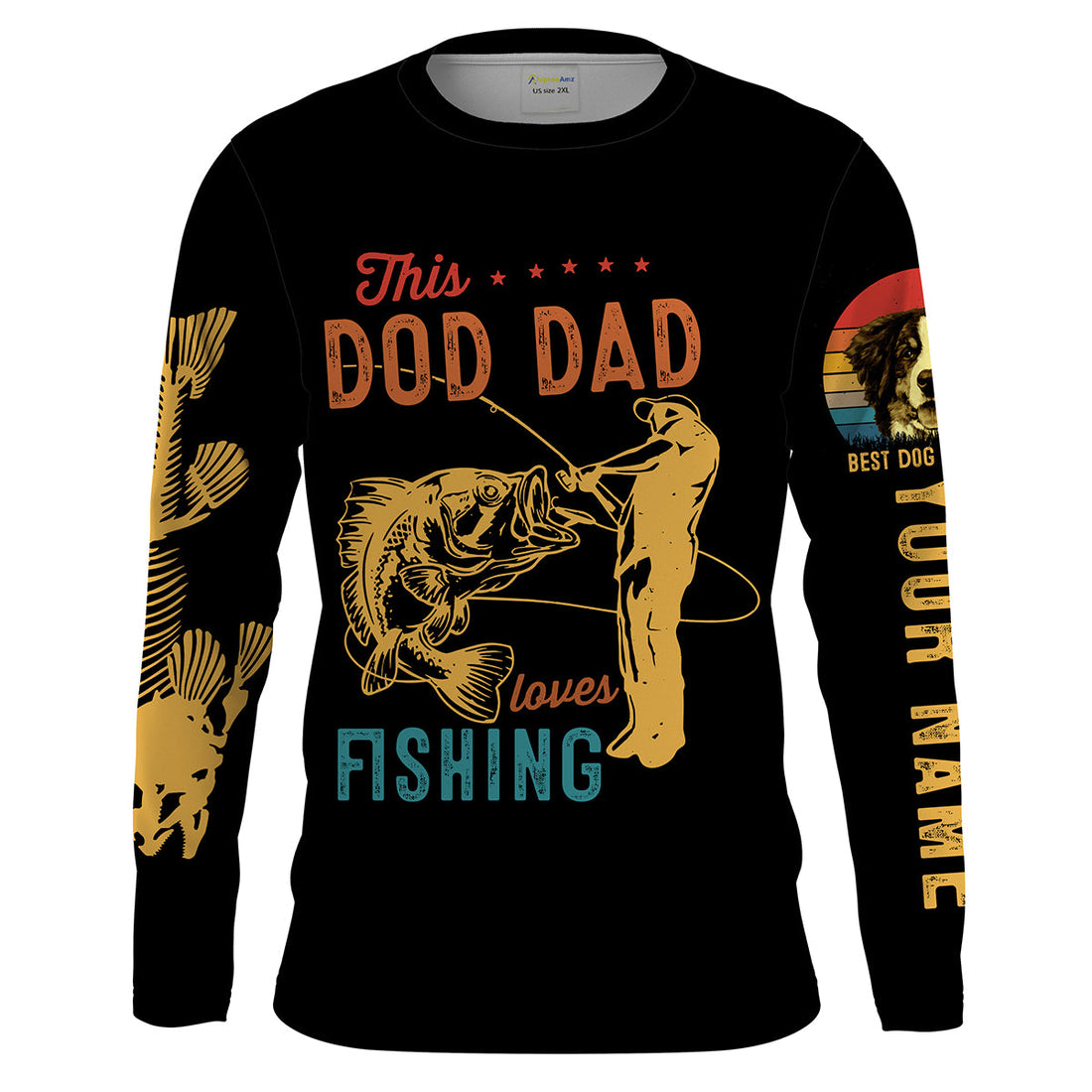 This dog dad loves fishing customize name and dog's photo UV Long Sleeve Fishing UPF 30+ TATS204