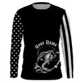 Custom Name Bass Fishing US Flag Performance Fishing, Bass Fishing