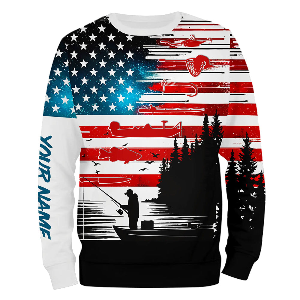 USA flag long sleeve fishing UV protection personalized fishing A71