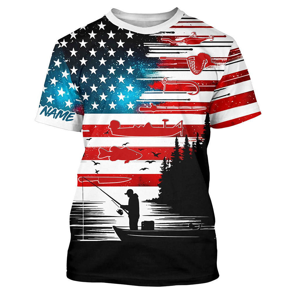 USA flag long sleeve fishing UV protection personalized fishing A71