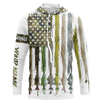 American flag with various types of Bass fish scales UV protection fishing A20
