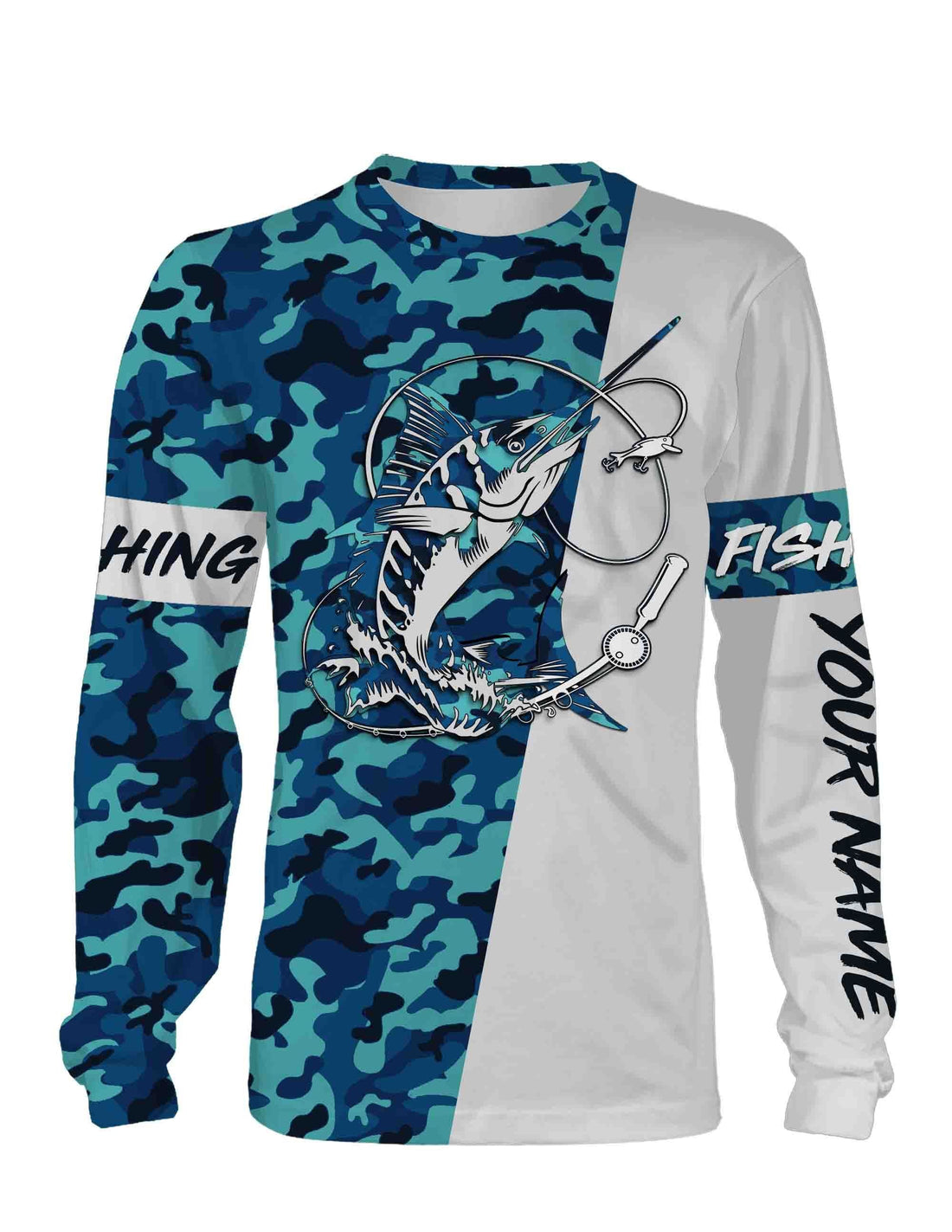 Sailfish Fishing Sea Camo Custom Name Full Printing Personalized Gift TATS113