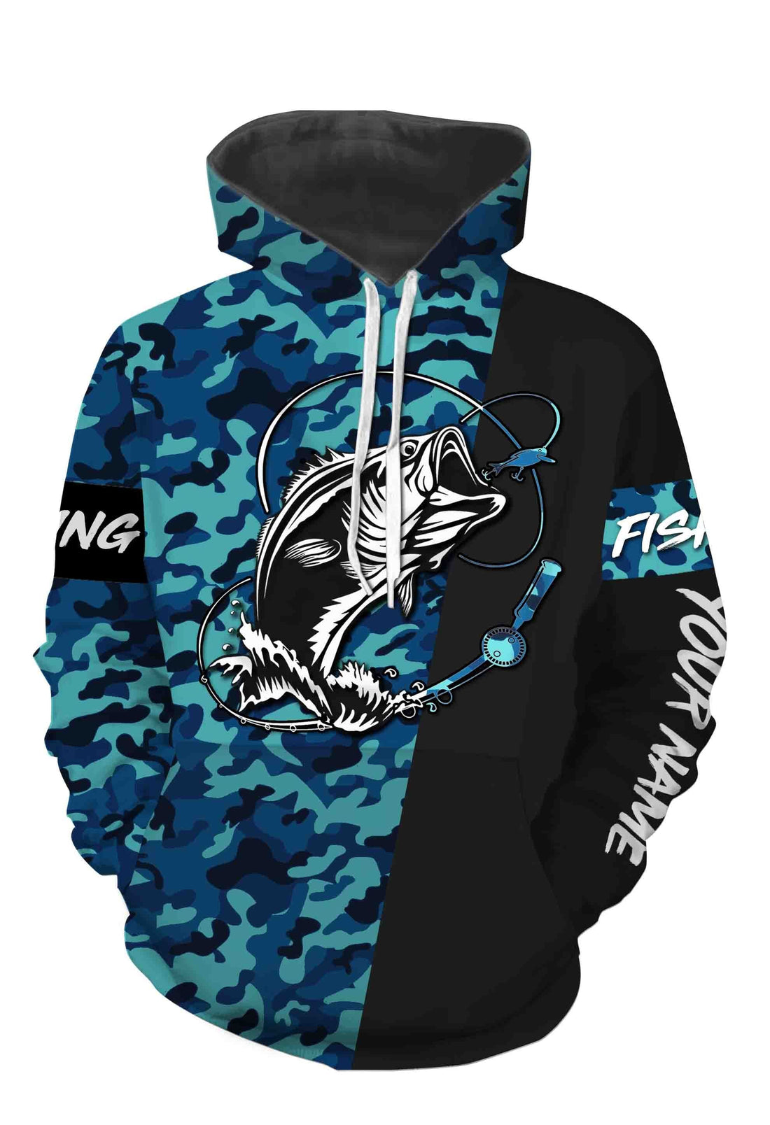 Bass Fishing Sea Camo Custom Name Full Printing Personalized Gift TATS115
