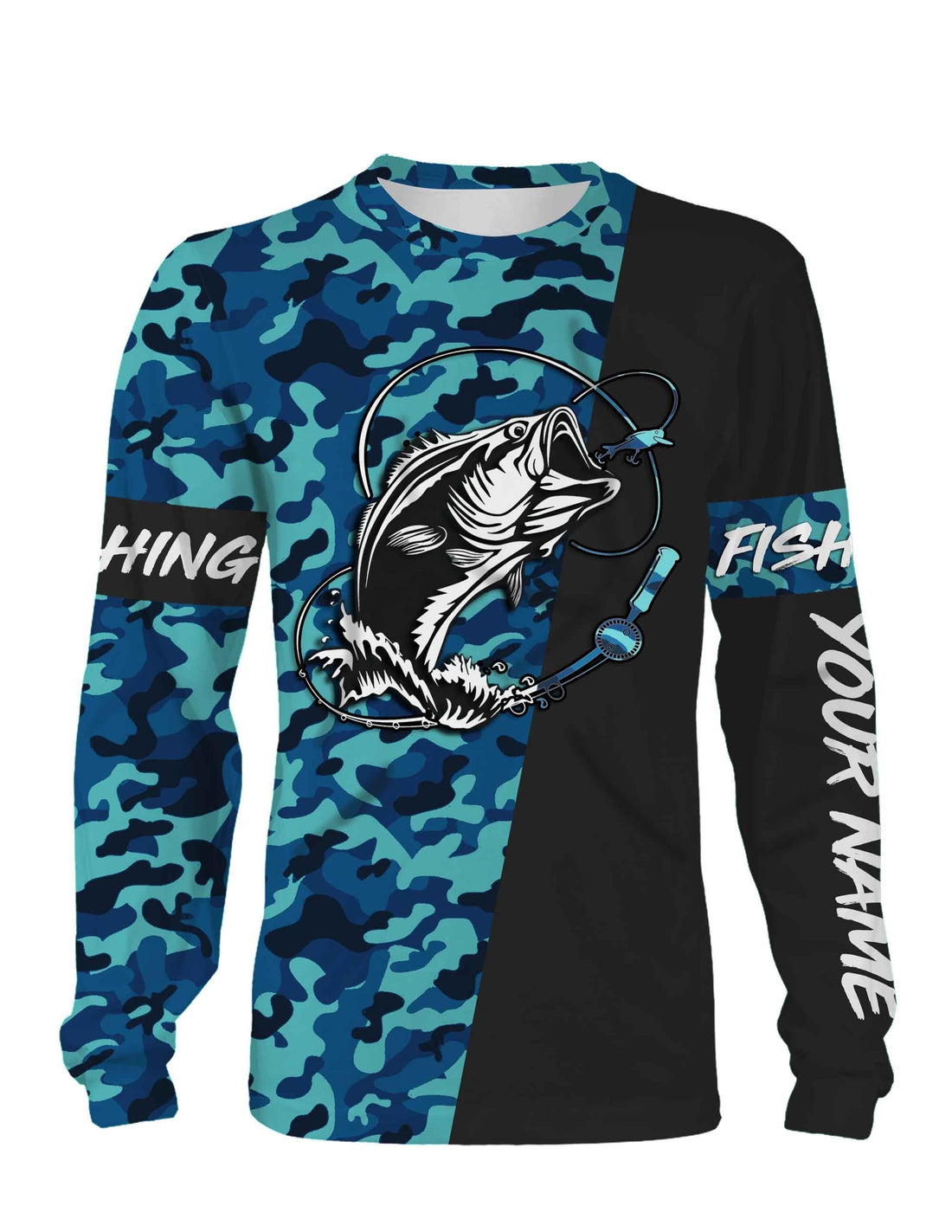 Bass Fishing Sea Camo Custom Name Full Printing Personalized Gift TATS115