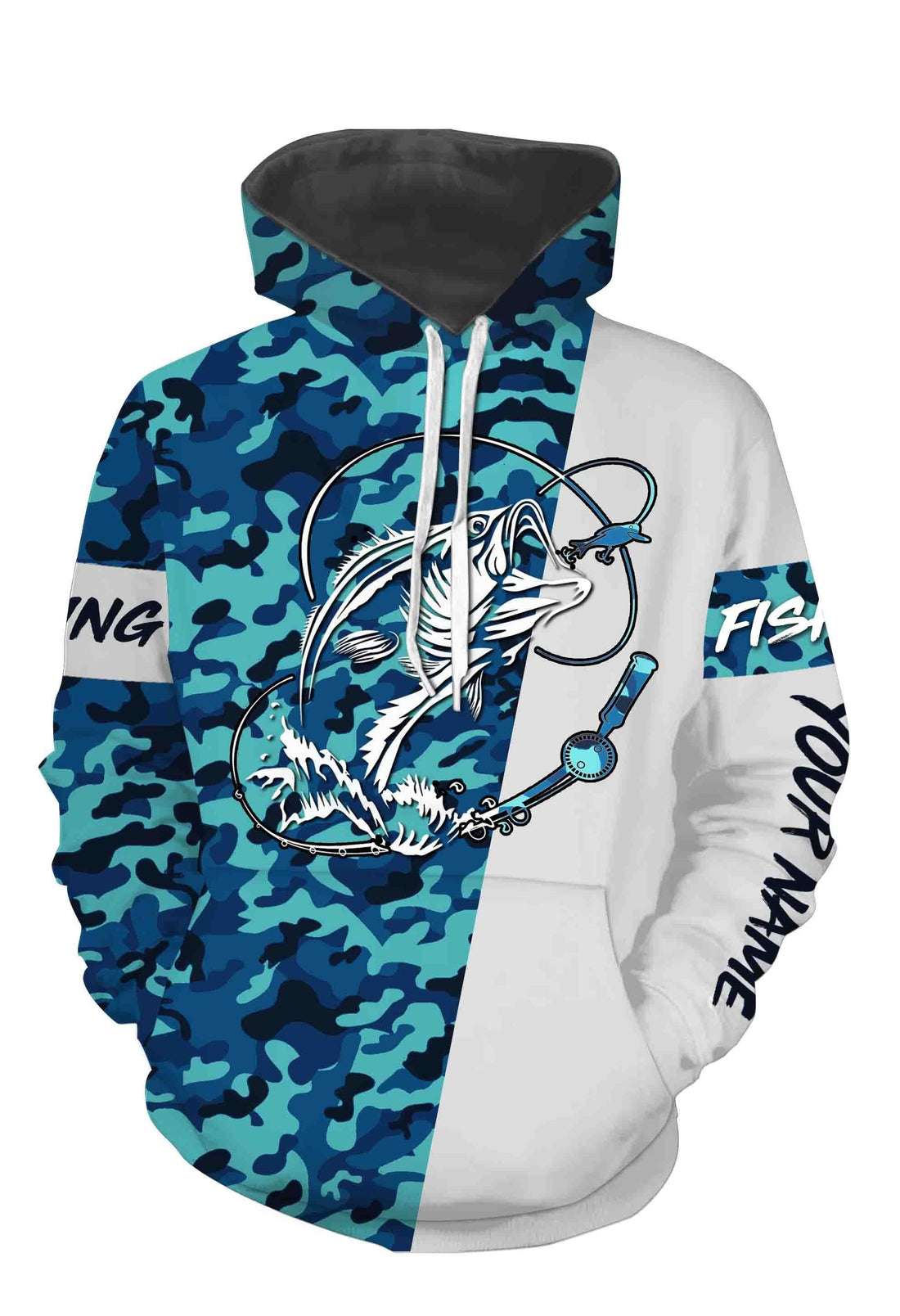 Bass Fishing Sea Camo Custom Name Full Printing Personalized Gift TATS116