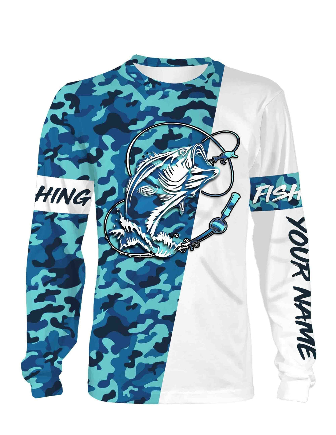 Bass Fishing Sea Camo Custom Name Full Printing Personalized Gift TATS116