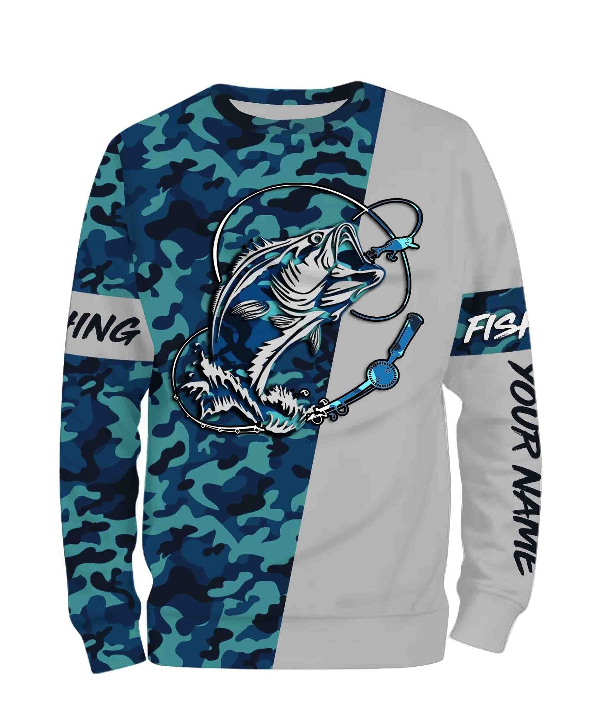 Bass Fishing Sea Camo Custom Name Full Printing Personalized Gift TATS116