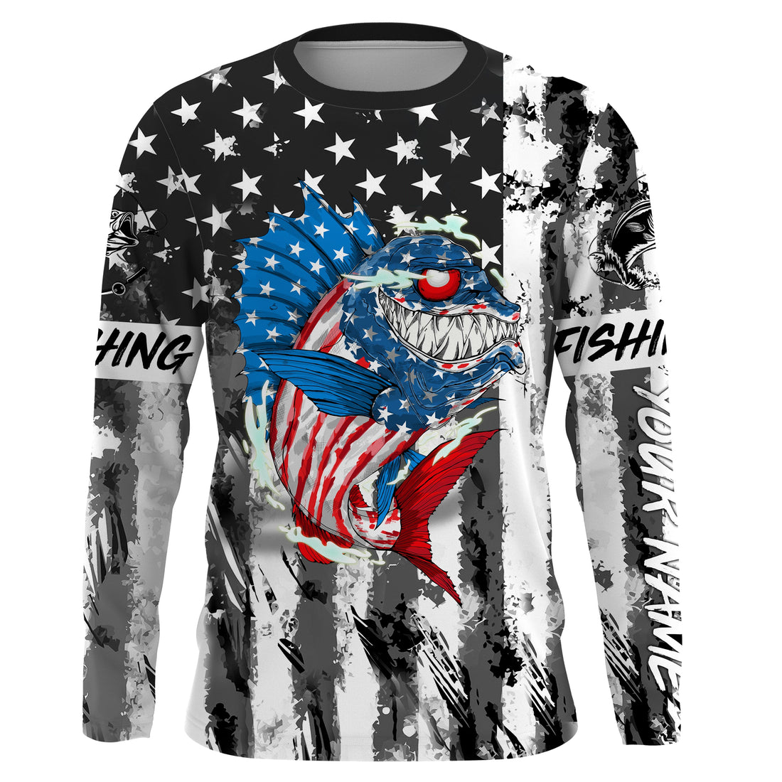 American flag angry bass fishing ChipteeAmz's art UV protection TATS213