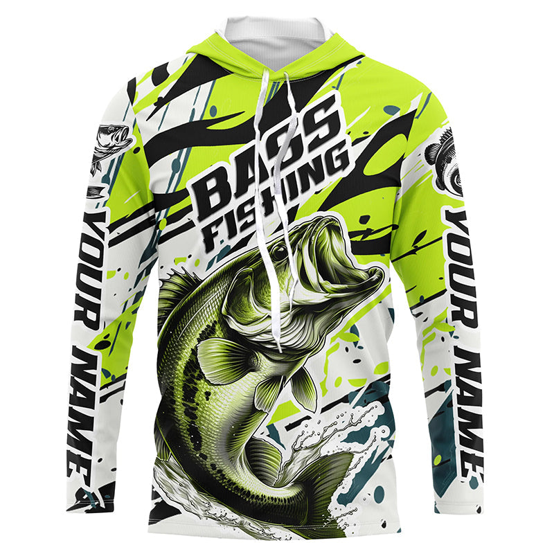 Personalized Largemouth Bass Fishing, Bass Fishing Camo Long Sleeve Fishing | Green
