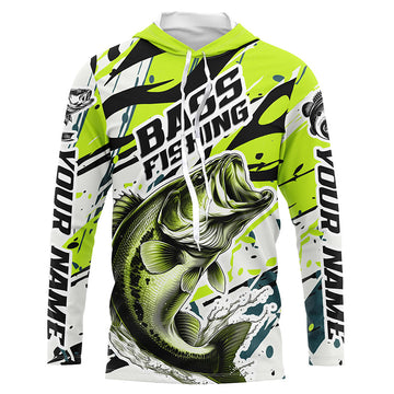 Personalized Largemouth Bass Fishing, Bass Fishing Camo Long Sleeve Fishing | Green