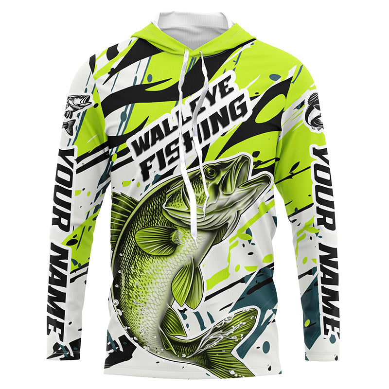 Personalized Walleye Fishing, Walleye Fishing Camo Long Sleeve Fishing | Green