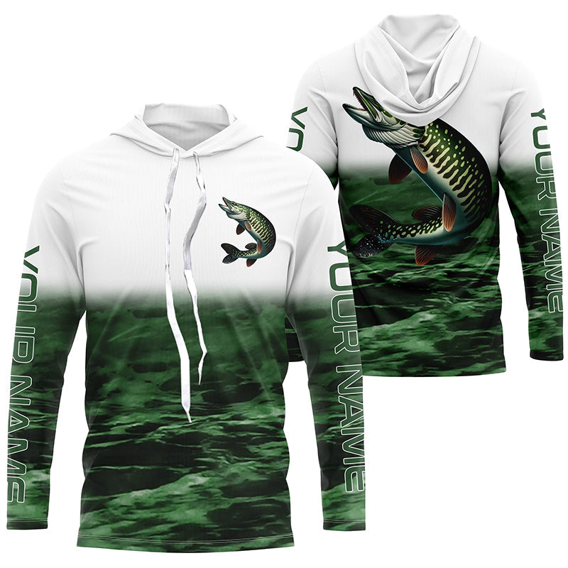 Musky Fishing Custom Long Sleeve Tournament, Performance Muskie Fishing | Green