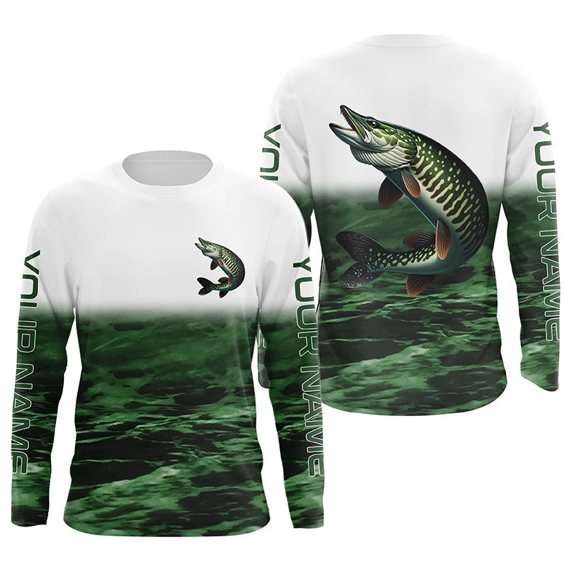 Musky Fishing Custom Long Sleeve Tournament, Performance Muskie Fishing | Green