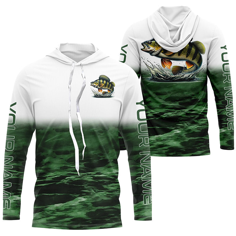 Perch Fishing Custom Long Sleeve Tournament, Performance Perch Fishing | Green