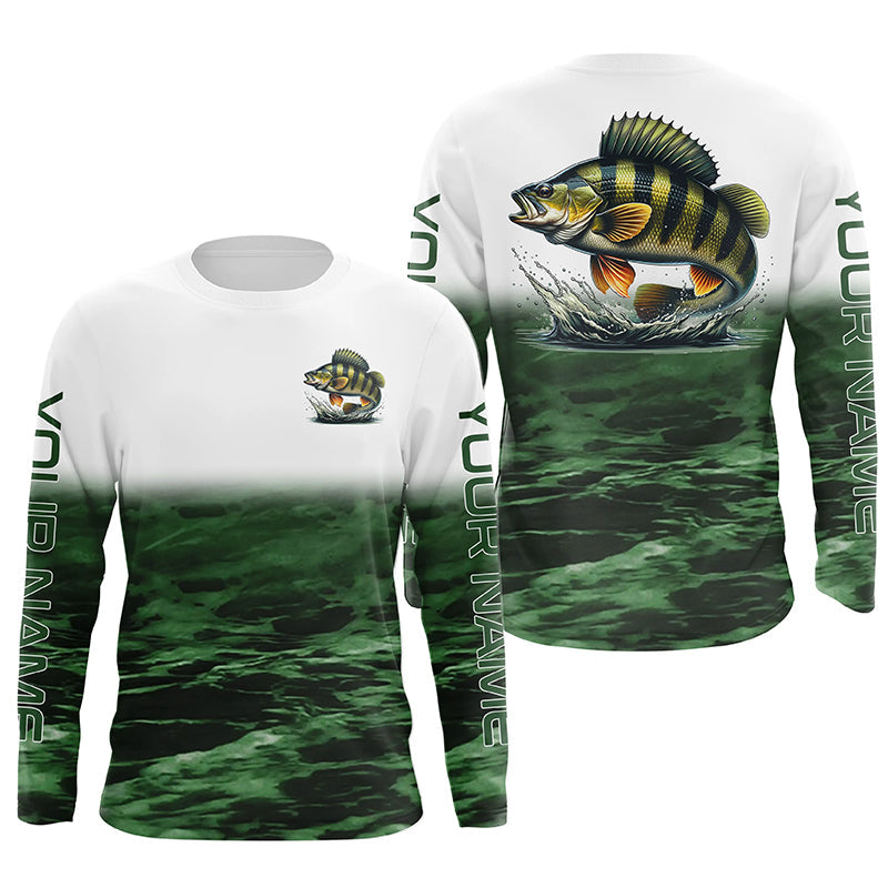 Perch Fishing Custom Long Sleeve Tournament, Performance Perch Fishing | Green