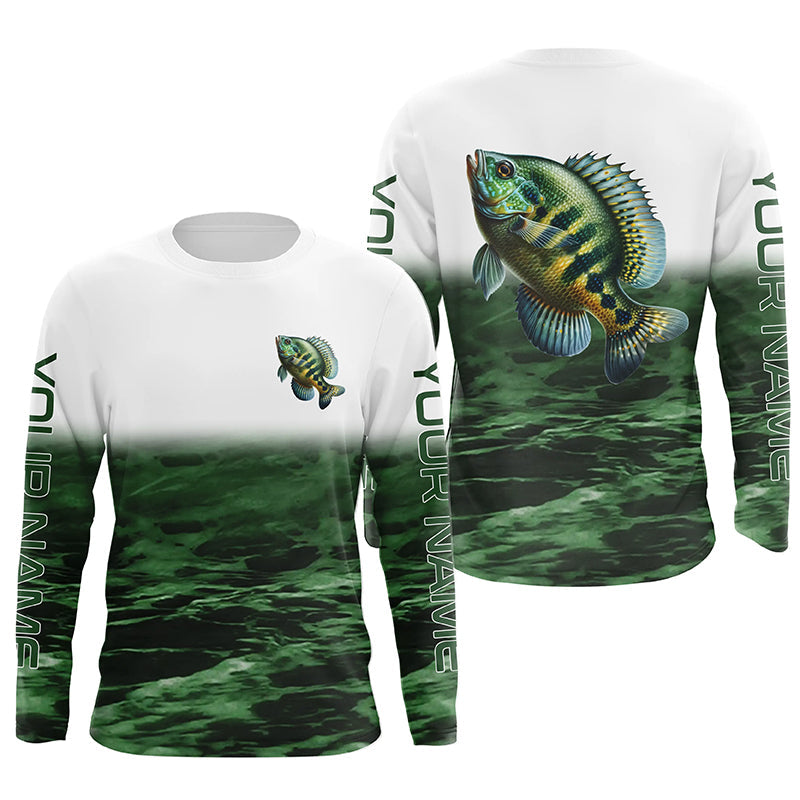 Bluegill Fishing Custom Long Sleeve Tournament, Performance Bluegill Fishing | Green