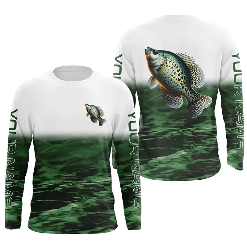 Crappie Fishing Custom Long Sleeve Tournament, Performance Crappie Fishing | Green