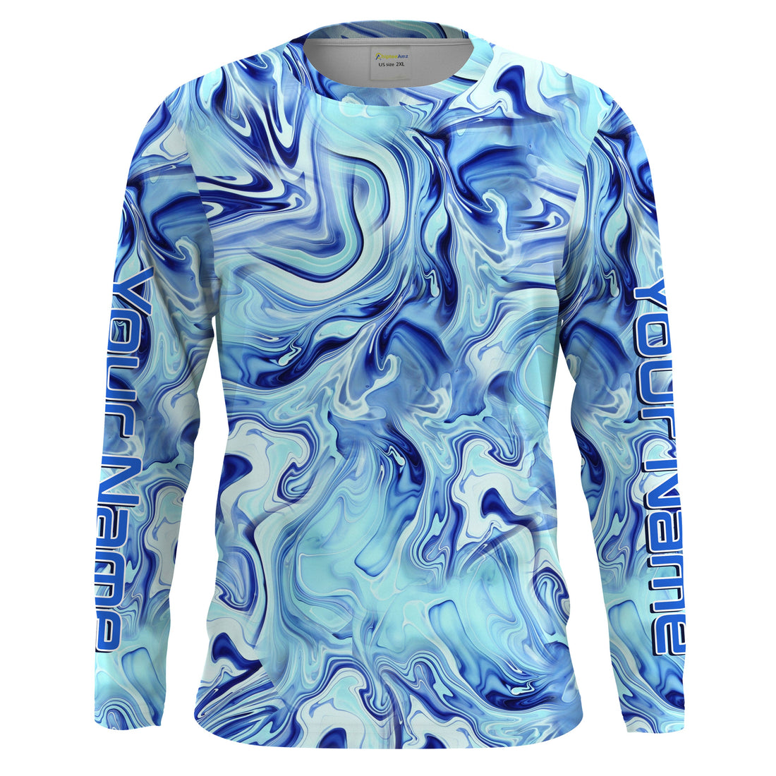 Custom Saltwater Long sleeve Fishing UV Protection, Sea wave camo Fishing