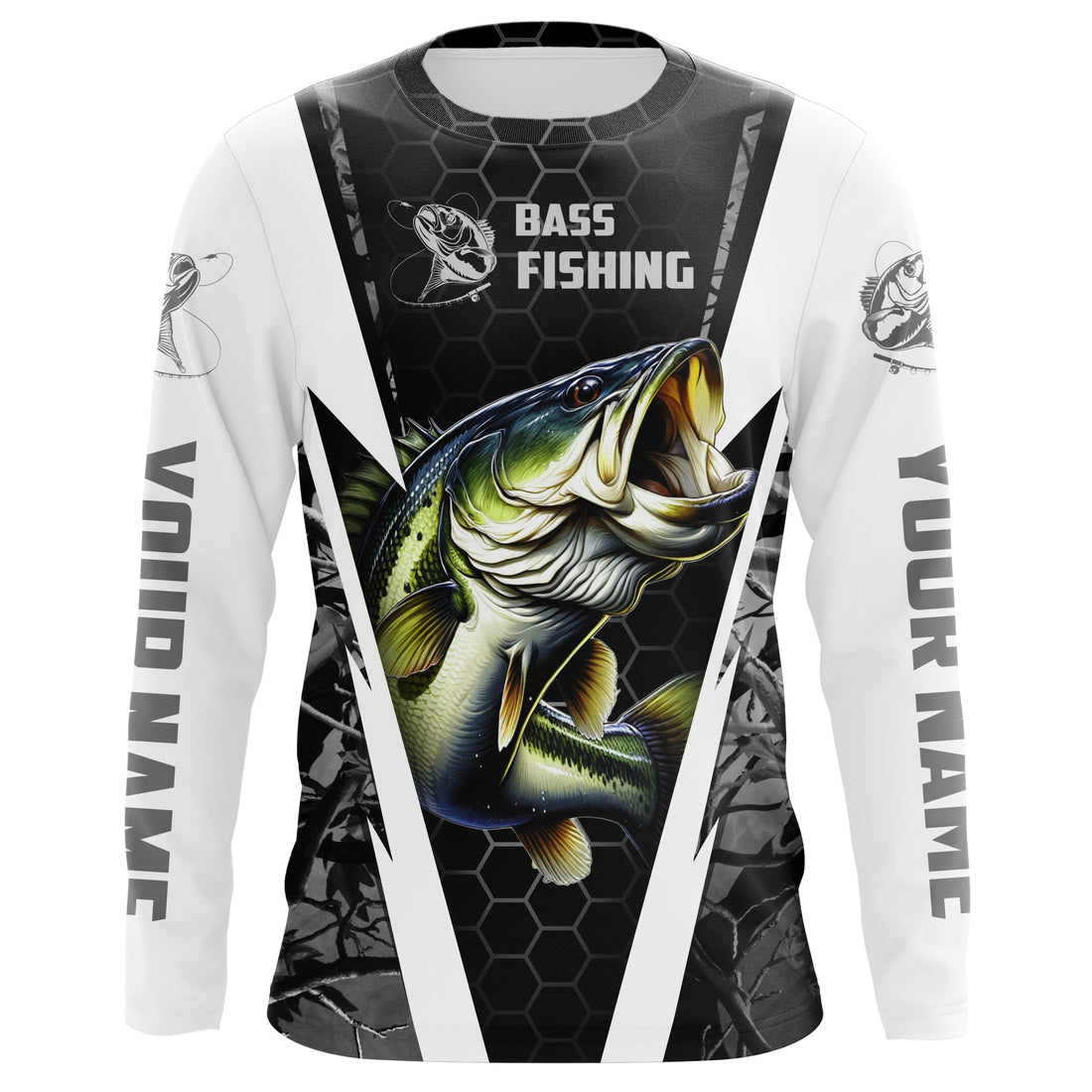 Personalized Bass Fishing, Bass Fishing Long Sleeve Fishing tournament | gray camo