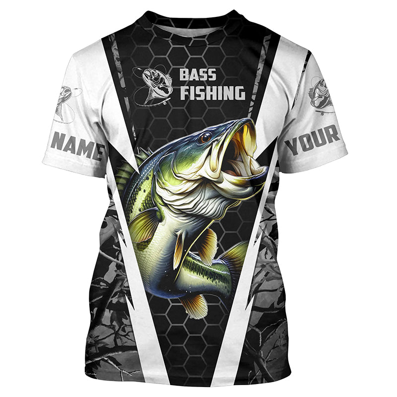 Personalized Bass Fishing, Bass Fishing Long Sleeve Fishing tournament | gray camo