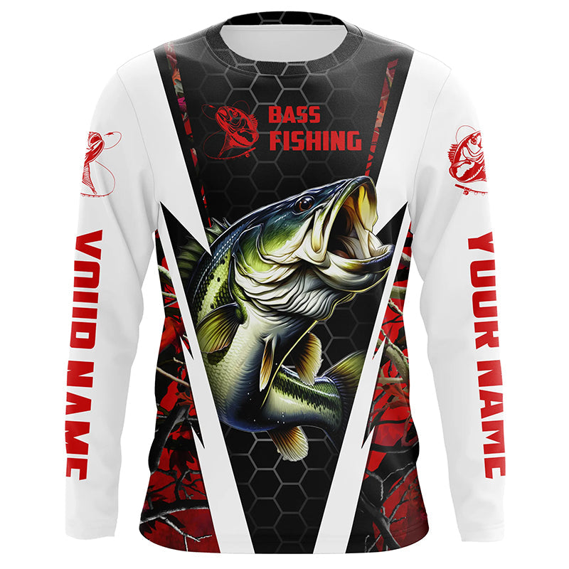 Personalized Bass Fishing, Bass Fishing Long Sleeve Fishing tournament | red camo