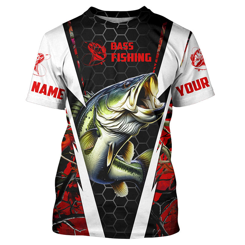 Personalized Bass Fishing, Bass Fishing Long Sleeve Fishing tournament | red camo