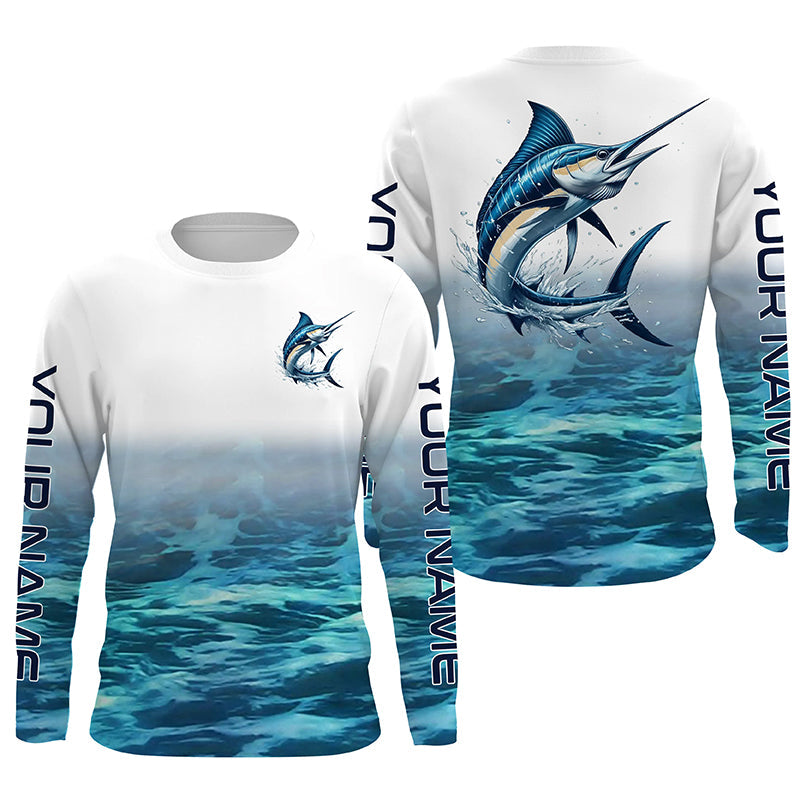 Marlin Fishing Custom Long Sleeve Performance Fishing, Marlin Saltwater Fishing