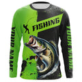 Custom Bass Fishing Long Sleeve Tournament, Largemouth Bass Fishing | Black And Green