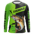 Custom Walleye Fishing Long Sleeve Tournament, Walleye Fishing | Black And Green