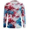 Red, White, Blue Tie Dye Camo Custom Long Sleeve Fishing, Patriotic Fishing