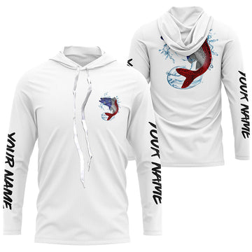 Walleye Fishing American Flag Custom Performance Long Sleeve Fishing, Patriotic Fishing Gifts