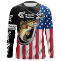 Walleye Fishing American Flag Fish Hook Custom Long Sleeve Tournament Fishing