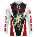 Custom Largemouth Bass Fishing, Bass Tournament Long Sleeve Fishing | Firebrick Red