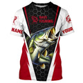 Custom Largemouth Bass Fishing, Bass Tournament Long Sleeve Fishing | Firebrick Red