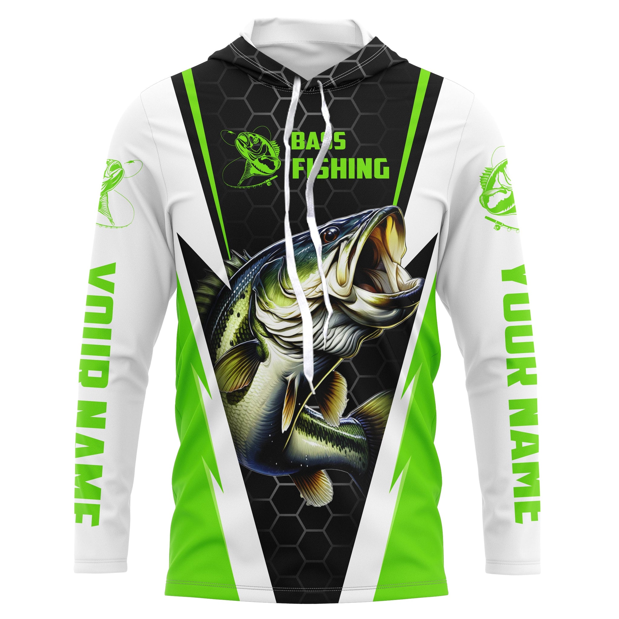 Custom Largemouth Bass Fishing, Bass Tournament Long Sleeve Fishing | Green